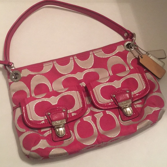 Coach Handbags - COACH pink and silver handbag